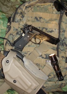 Issue Beretta with stretch lanyard, Elite magazine bumpers, and trimmed CTC laser grips. Issue Beretta with stretch lanyard, Elite magazine bumpers, and trimmed CTC laser grips.